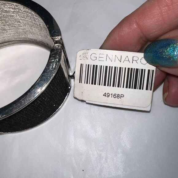 G by Gennaro Black Sparkle Spring Open Cuff Bracelet - Picture 7 of 10